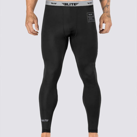 Elite Sports Plain Black Compression BJJ Spat Pants