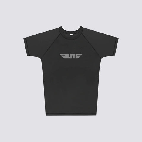 Kids' Standard Black Short Sleeve BJJ Rash Guard