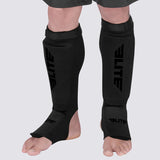 Elite Sports Standard Black/Black Muay Thai Shin Guards