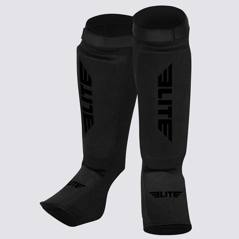 Elite Sports Standard Black/Black Muay Thai Shin Guards